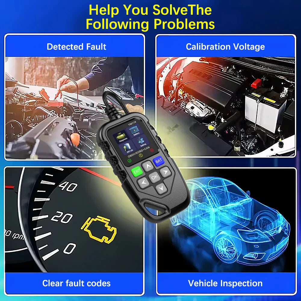 YM119 Car Auto Diagnostic Tool OBD2 Code Reader OBDII Scanner Work