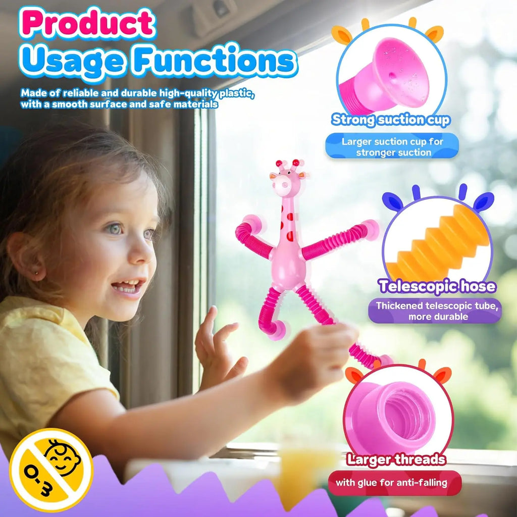 4 Suction Cup Telescopic Giraffe Robot Toys Stress-relieving Fun