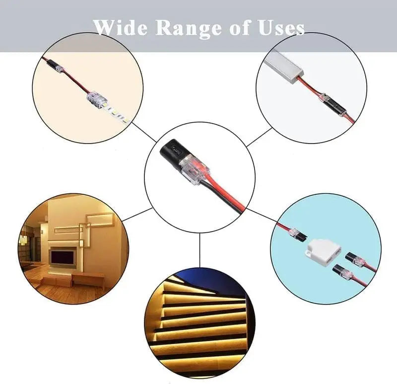 Waterproof Dual-wire LED Connectors Locking Plug-in Cable Low Voltage