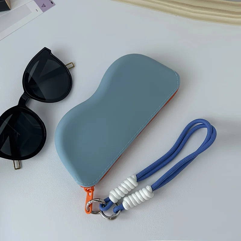 Waterproof Silicone Glasses Storage Case Lanyard Zipper Portable