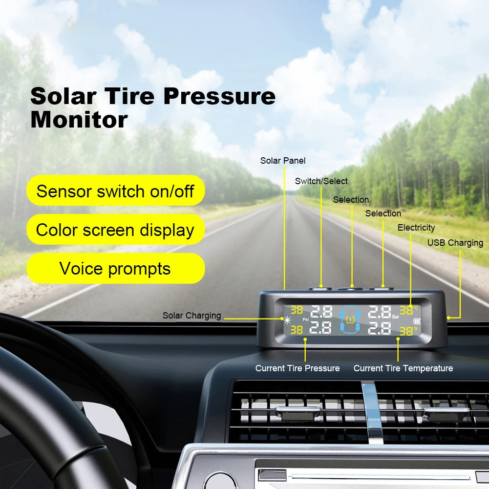 Tire Pressure Monitoring System 4 Sensors Monitor Universal TPMS Car