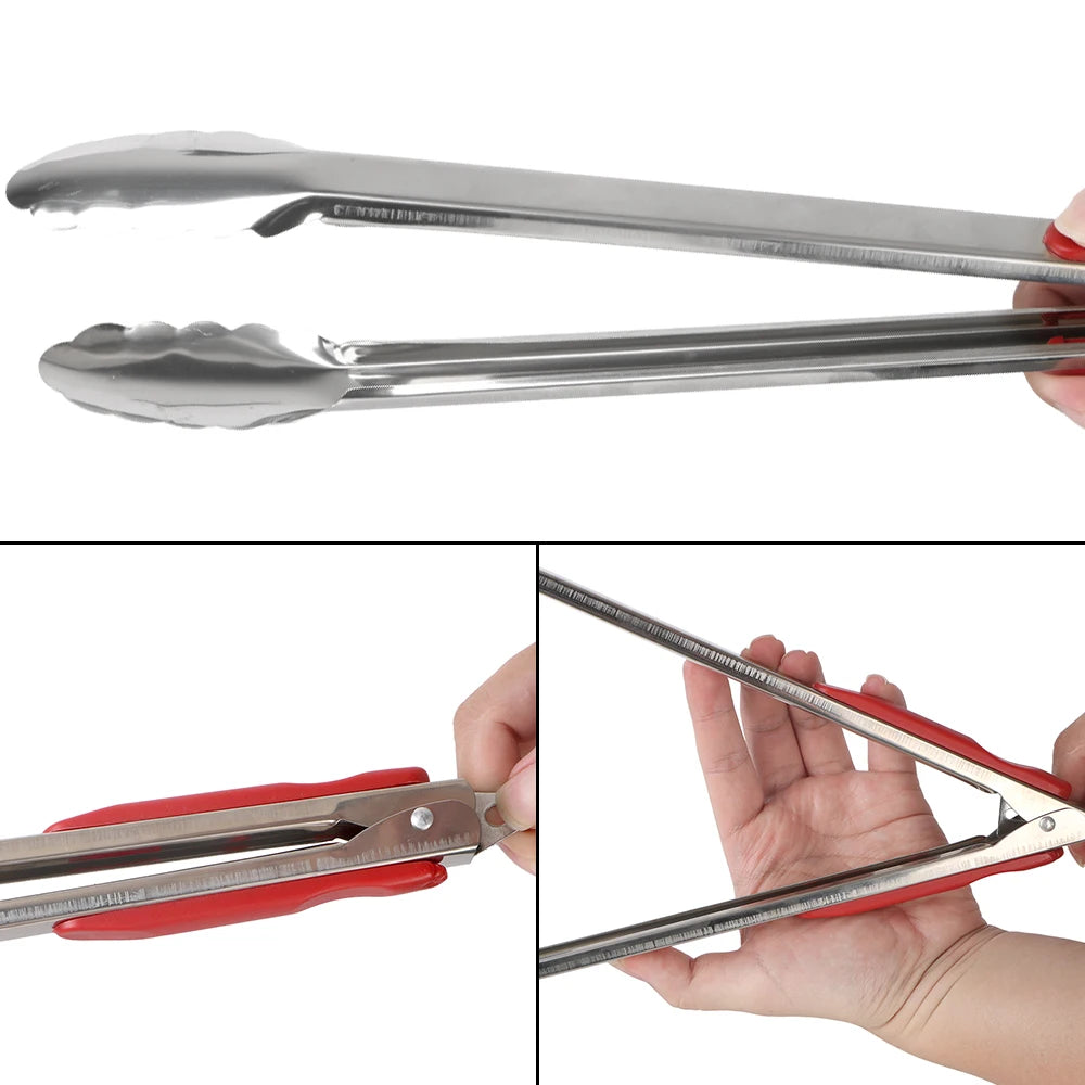 Kitchen Tools Cooking Salad Food Clip BBQ Tongs Stainless Steel Grill