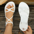 Women Summer Flat Sandals Elastic Band Girls Student Daily Shoes Light Weight Beach Street Shoes Walking Flats Leisure Sandals Zpaxo WHITE 43