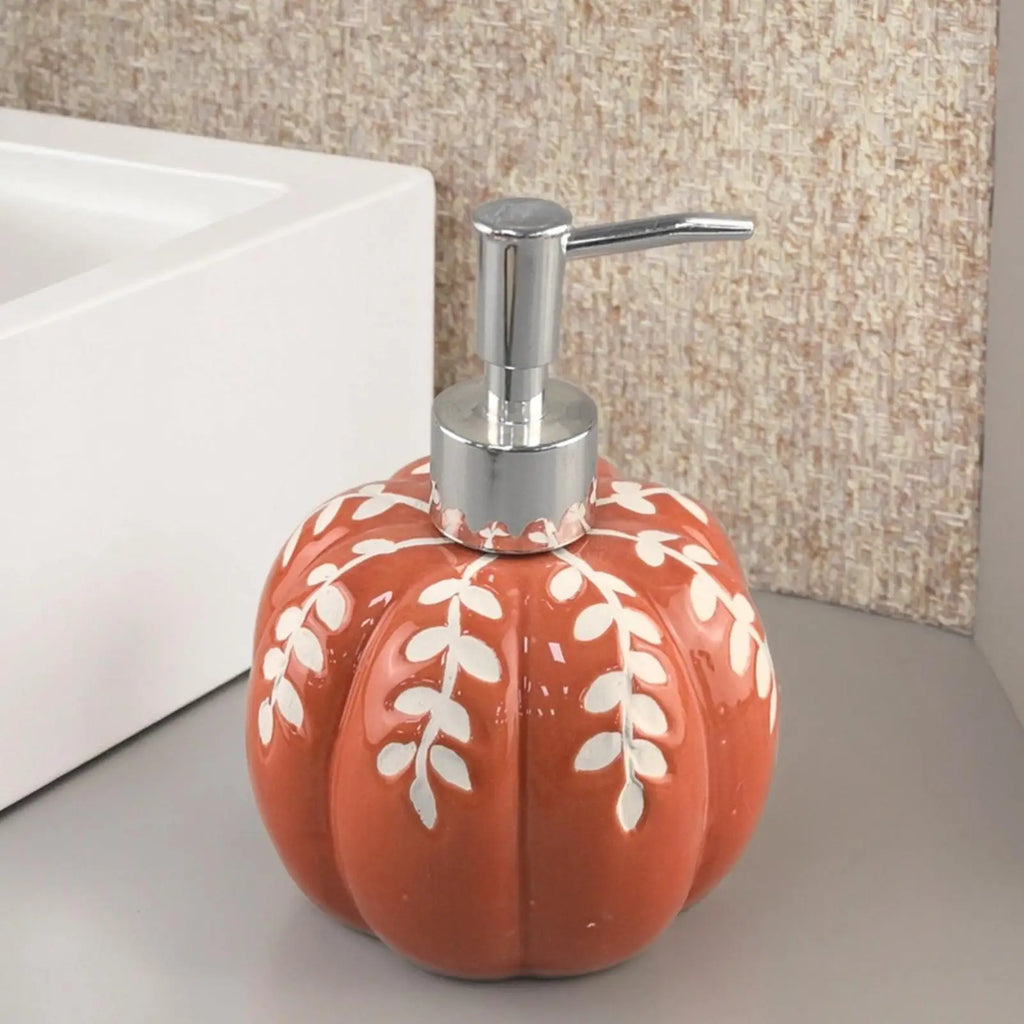 Pumpkin Soap Dispenser Kitchen Refillable Ceramic Funny Halloween