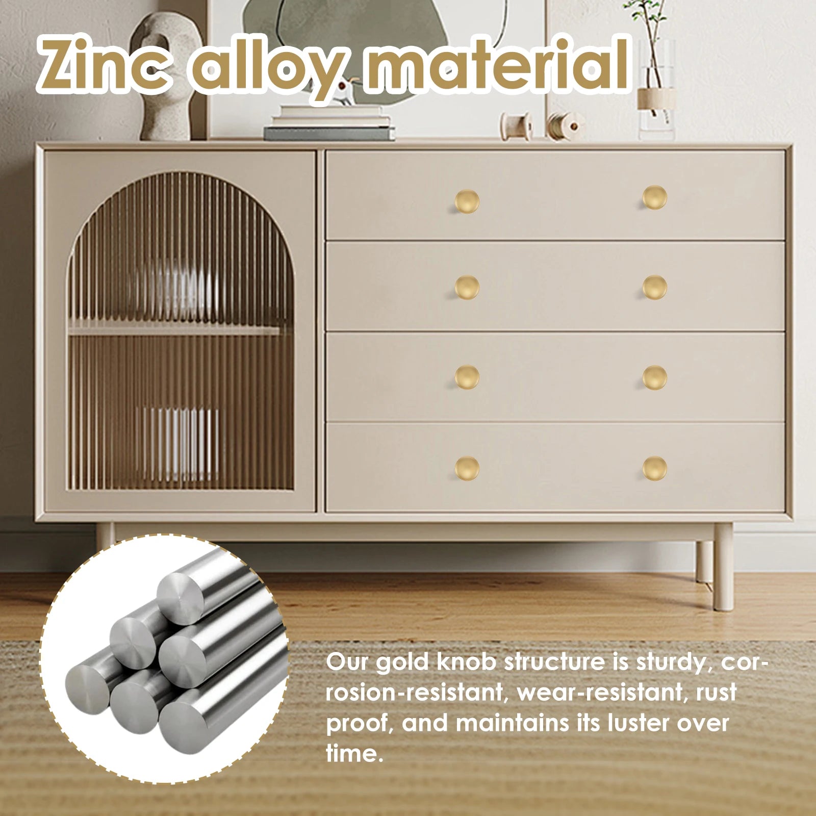 25Pcs Drawer Knob Set Zinc Alloy Cabinet Handles Rustproof Gold Dresser Knobs Decorative Drawer Pull Handle Furniture Hardware Zpaxo