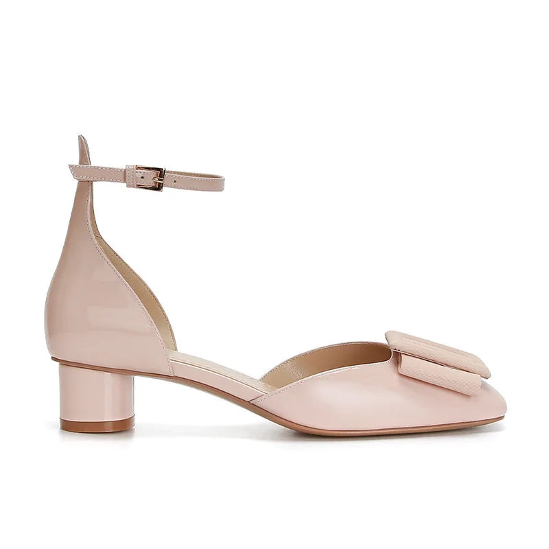 Women's Sandals Square Head Straight Belt Medium Heeled Shoes Single Shoe Diagonal Buckle Sandals Female Summer Shoes for Women Zpaxo Pink 39