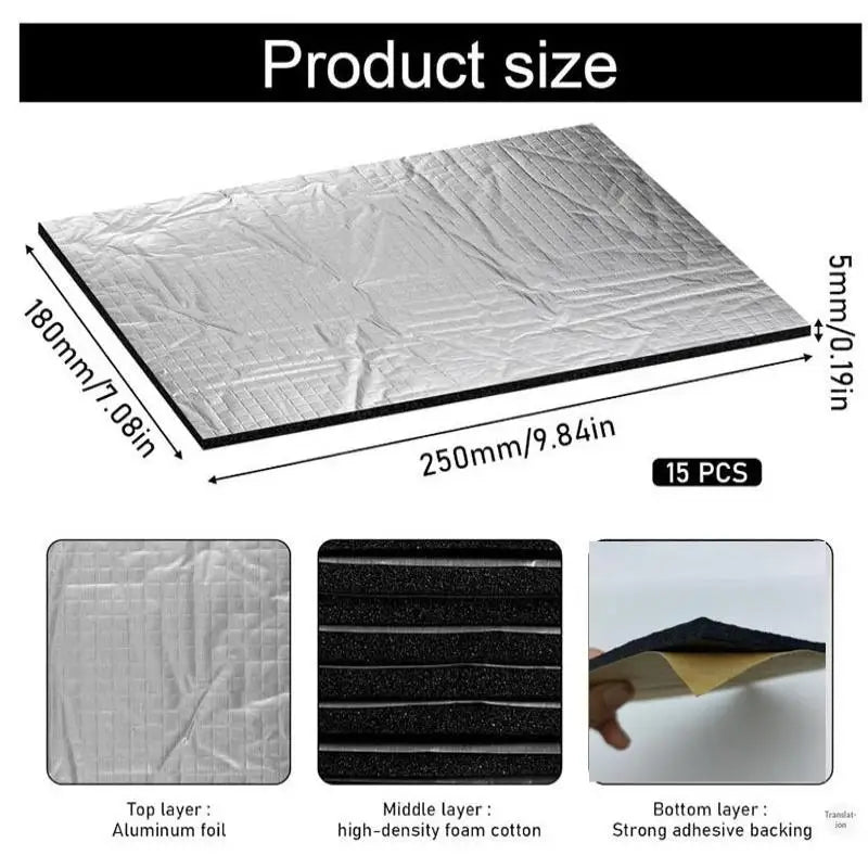 10-Pack Car Sound Deadening & Heat Insulation Pads 250×180mm