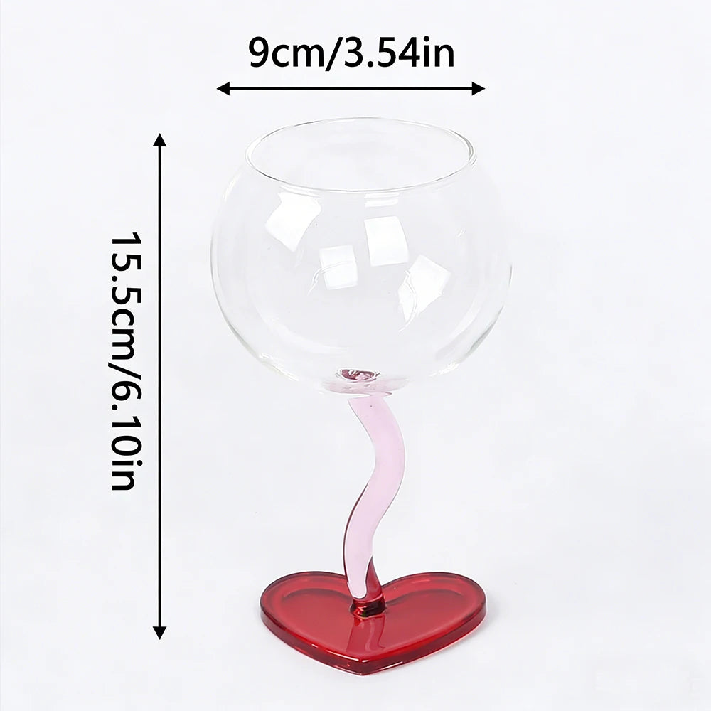 1PC Heart Shaped Wine Glass Goblet High Borosilicate Glass for Wedding Birthday Anniversary Valentine's Day Gift Zpaxo 1PC