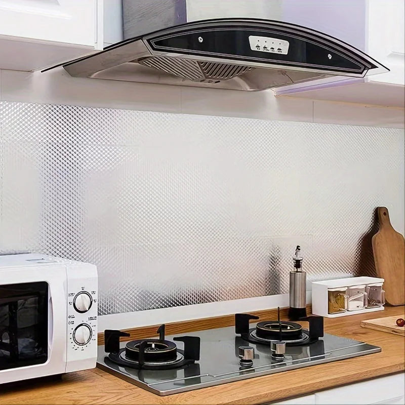 Kitchen Oil Proof Wallpaper Self Adhesive Aluminum Foil Sticker Waterproof Heat Resistant Liner for Cabinet Backsplash Wall Deco Zpaxo