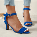 Summer Women Sandals Sexy Fashion Heels Round Head Open Toe Non-slip Zpaxo Blue 35