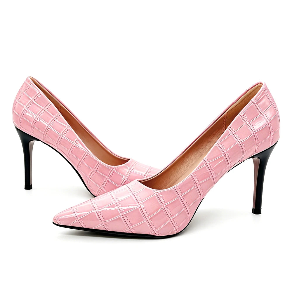 Women's Pink 9cm Stiletto Ankle Strap Pumps | Office & Party