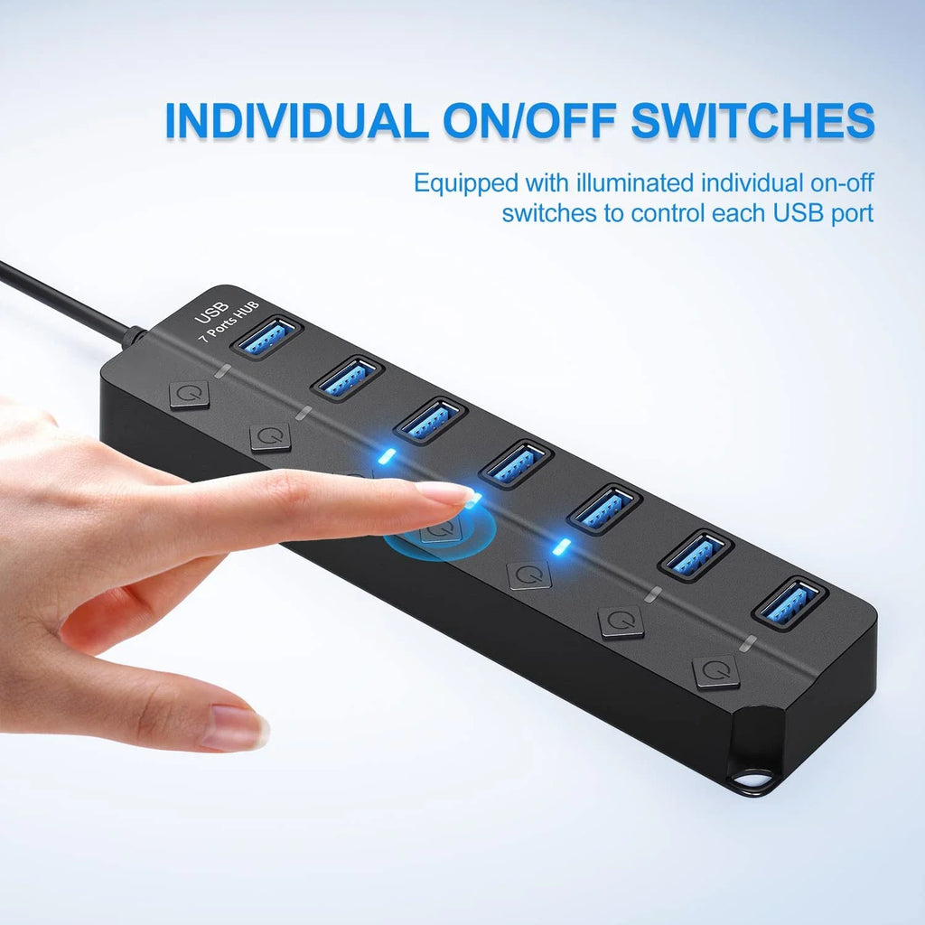 USB Hub Speed Multi Splitter Adapter 7 Port 4 Multiple Expander Zpaxo