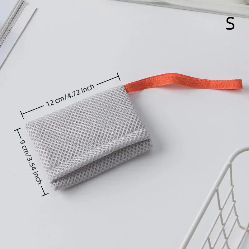 1Pcs Bath Cleansing Foaming Net Double-Sided Square/Oval Soap Bag Body Exfoliating Scrubber Sponges Bathroom Mesh Soap Pocket Zpaxo S Gray
