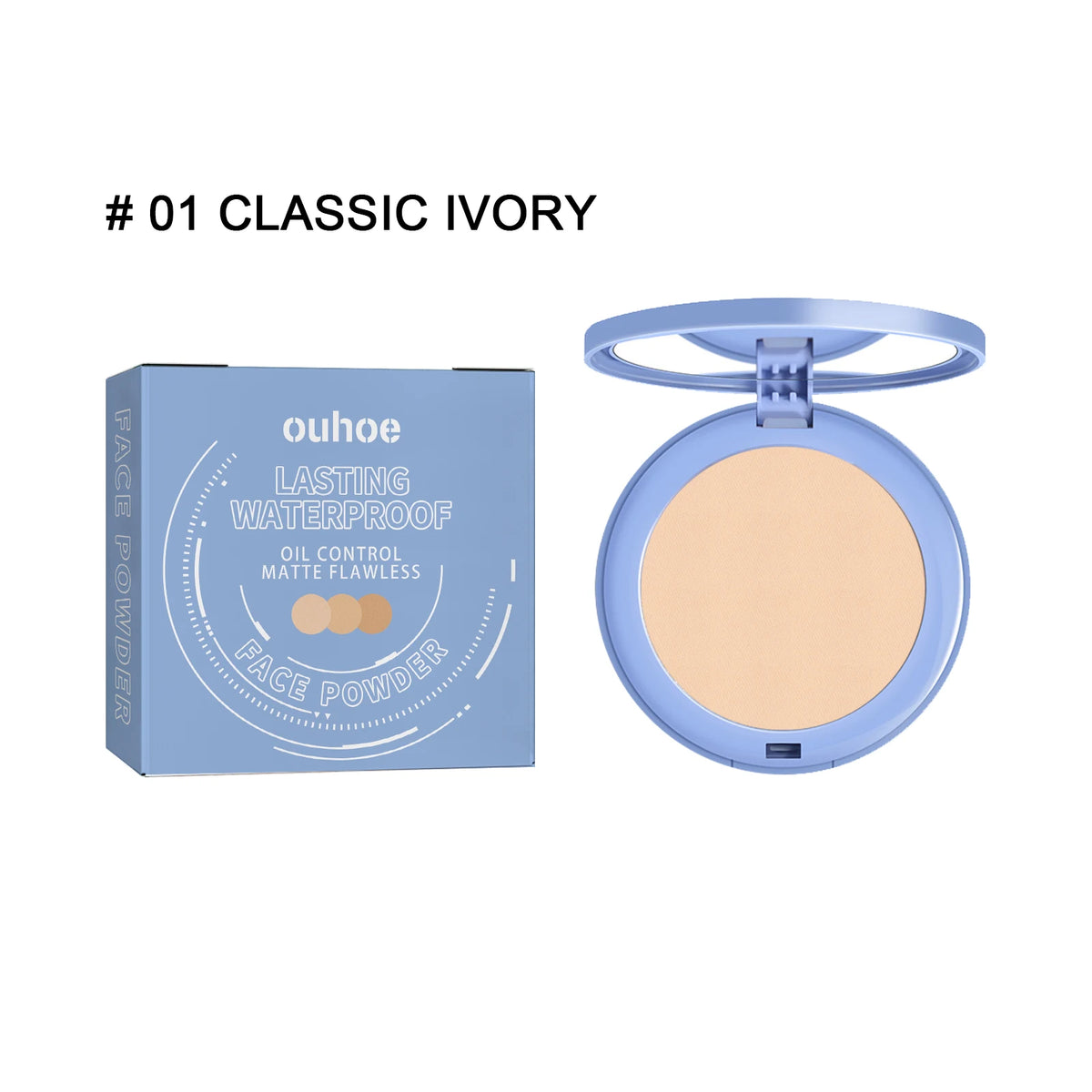 OUHOE Sunscreen Powder Cosmetic Face Powder Oil-Control Waterproof Lasting Matte Concealer Makeup Pressed Powder Zpaxo 8g boexd