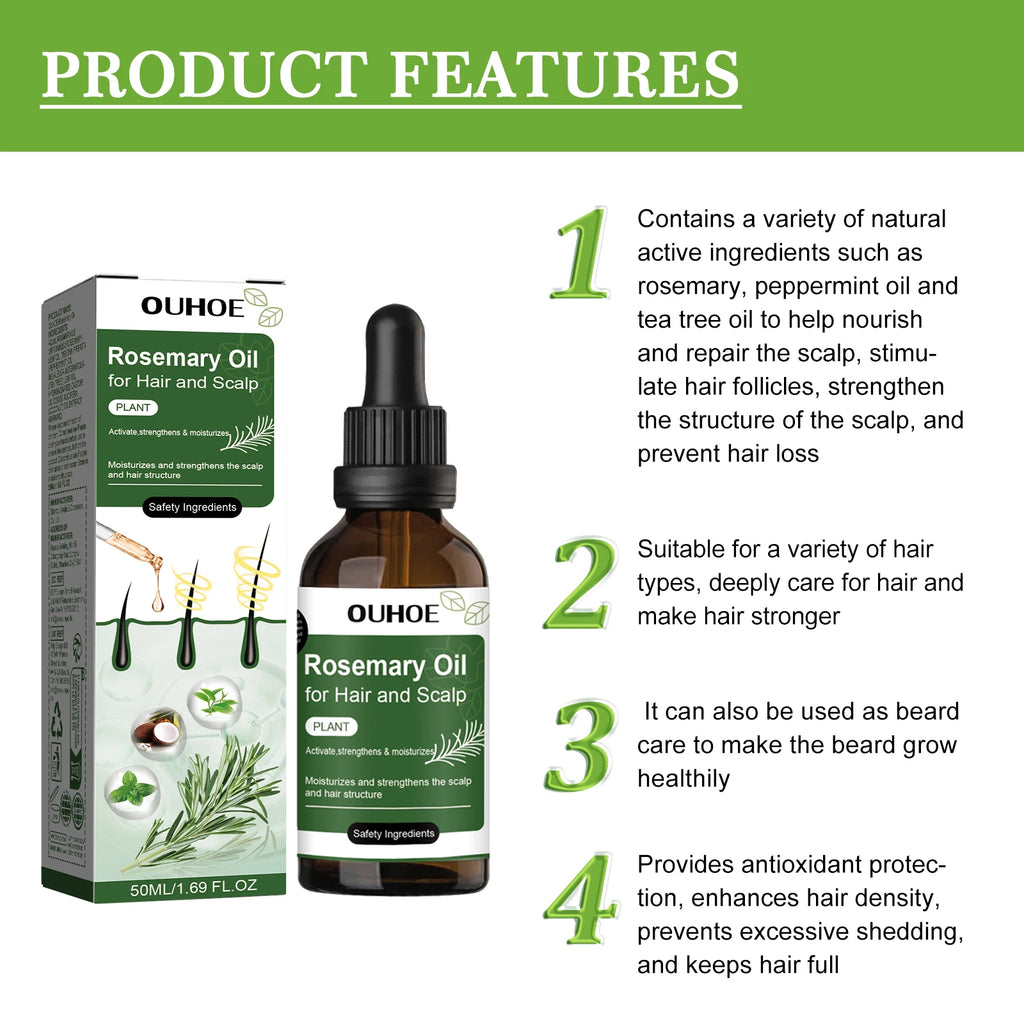 Rosemary Oil for Hair 50ml Scalp Treatment with Coconut Peppermint Oil Nourishing Hair Serum for Shine Strength All Hair Types Zpaxo