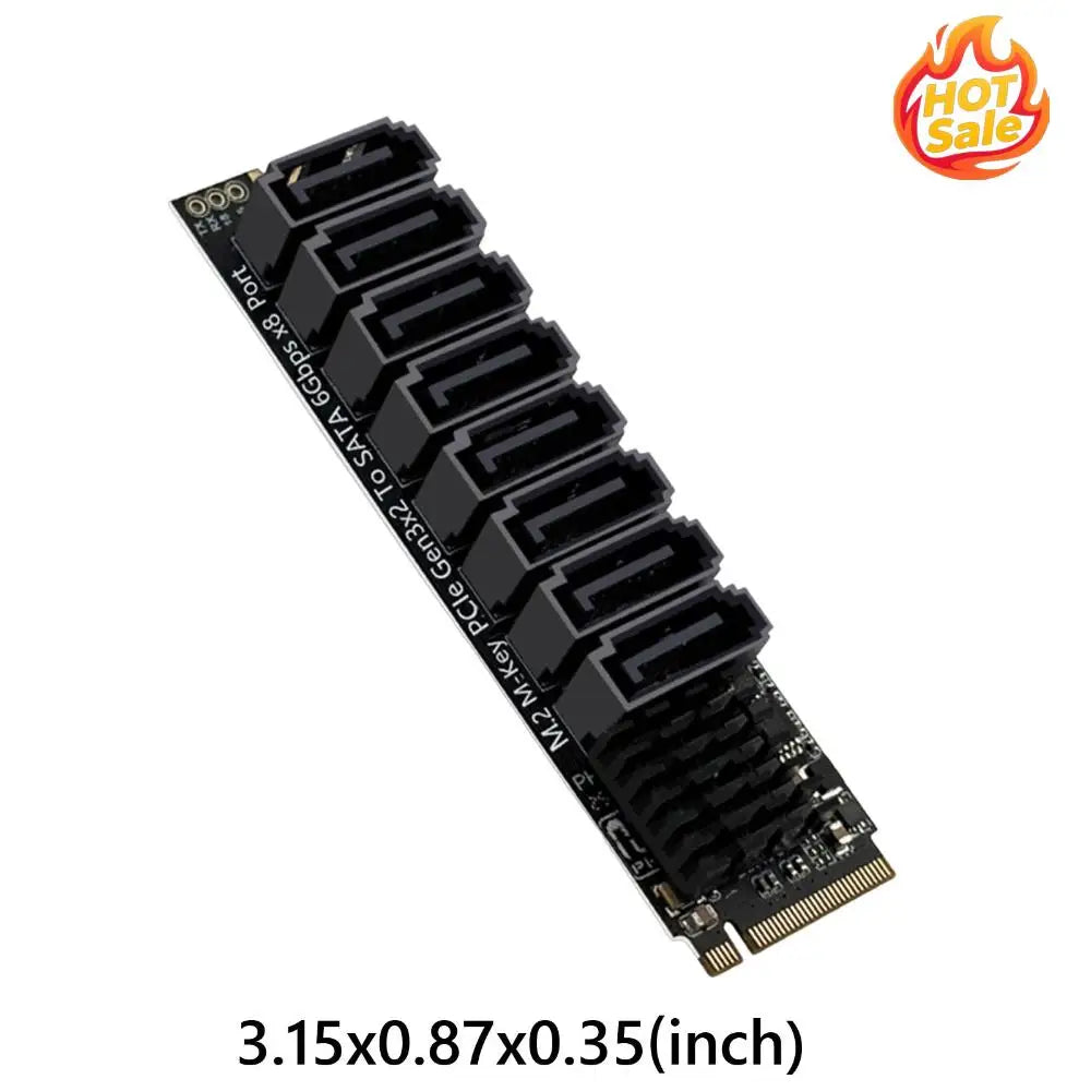 M.2 M KEY NVMe To SATA Convert Card ASM1166 6Gbps 8 Port M.2 NVMe To SATA 3.0 Expansion Card Tools Included for Desktop PC Zpaxo