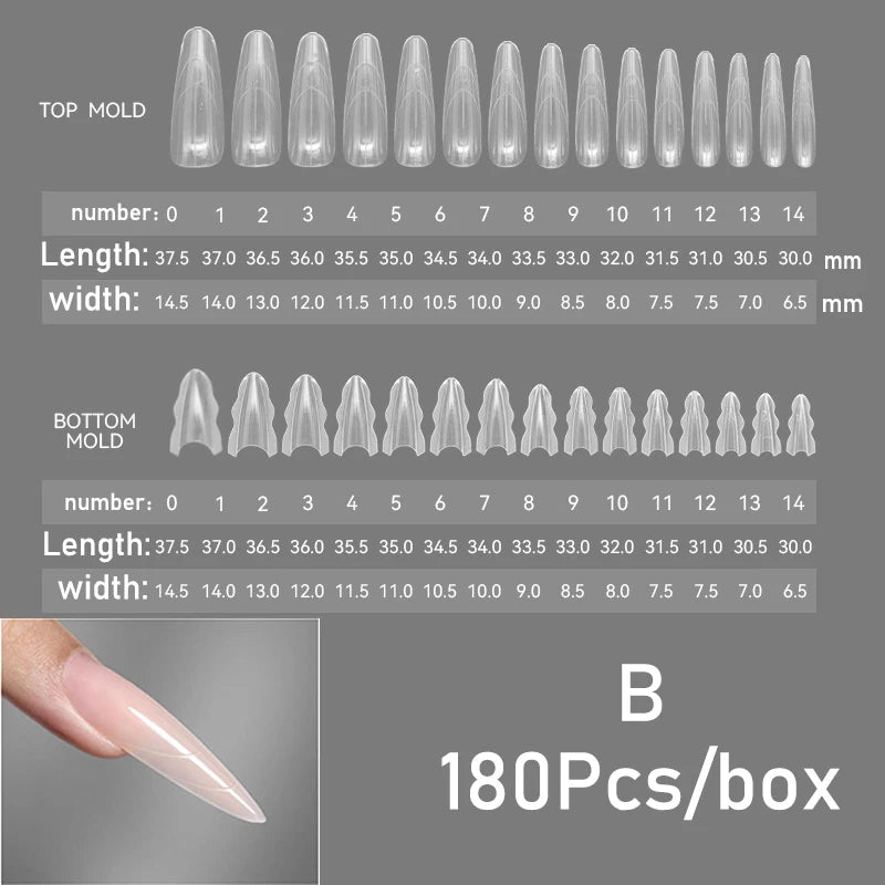 Sandwich Dual Nail Forms 180pcs 15size NEW 2025 Extensions-Dual Forms Coffin Almond Nail Forms Manicure Top Mold Bottom Mold Zpaxo F50S-F50X