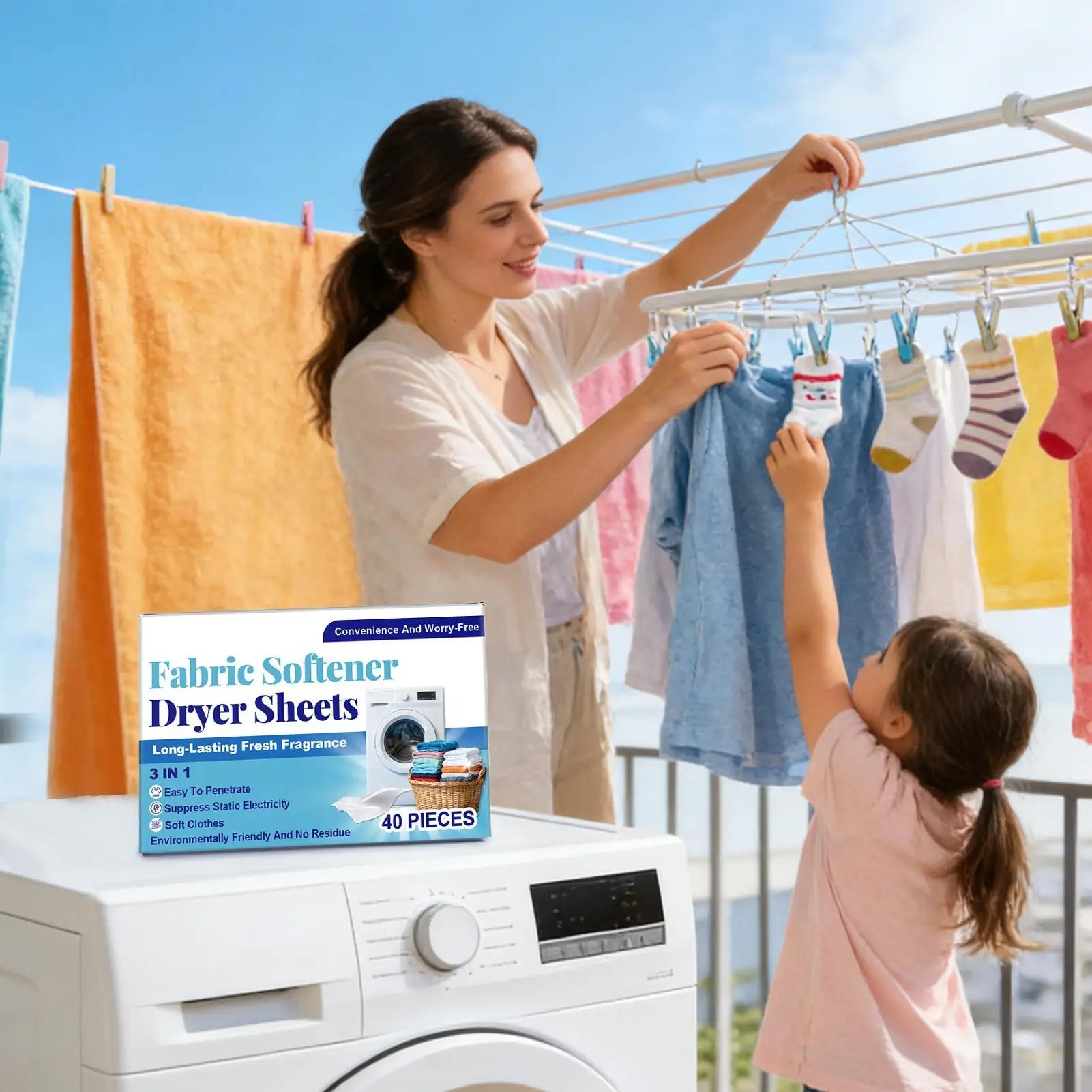 Laundry Softener Sheets 40-Count Gentle Softening Clean Washer Pet