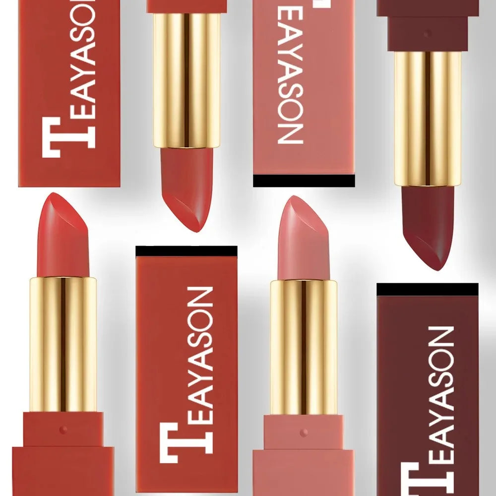 Dark Red Matte Lipstick Velvet Cream Texture Highly Pigmented Waterproof & Sweatproof Lasting Non-Smudging Makeup Cosmetics Zpaxo