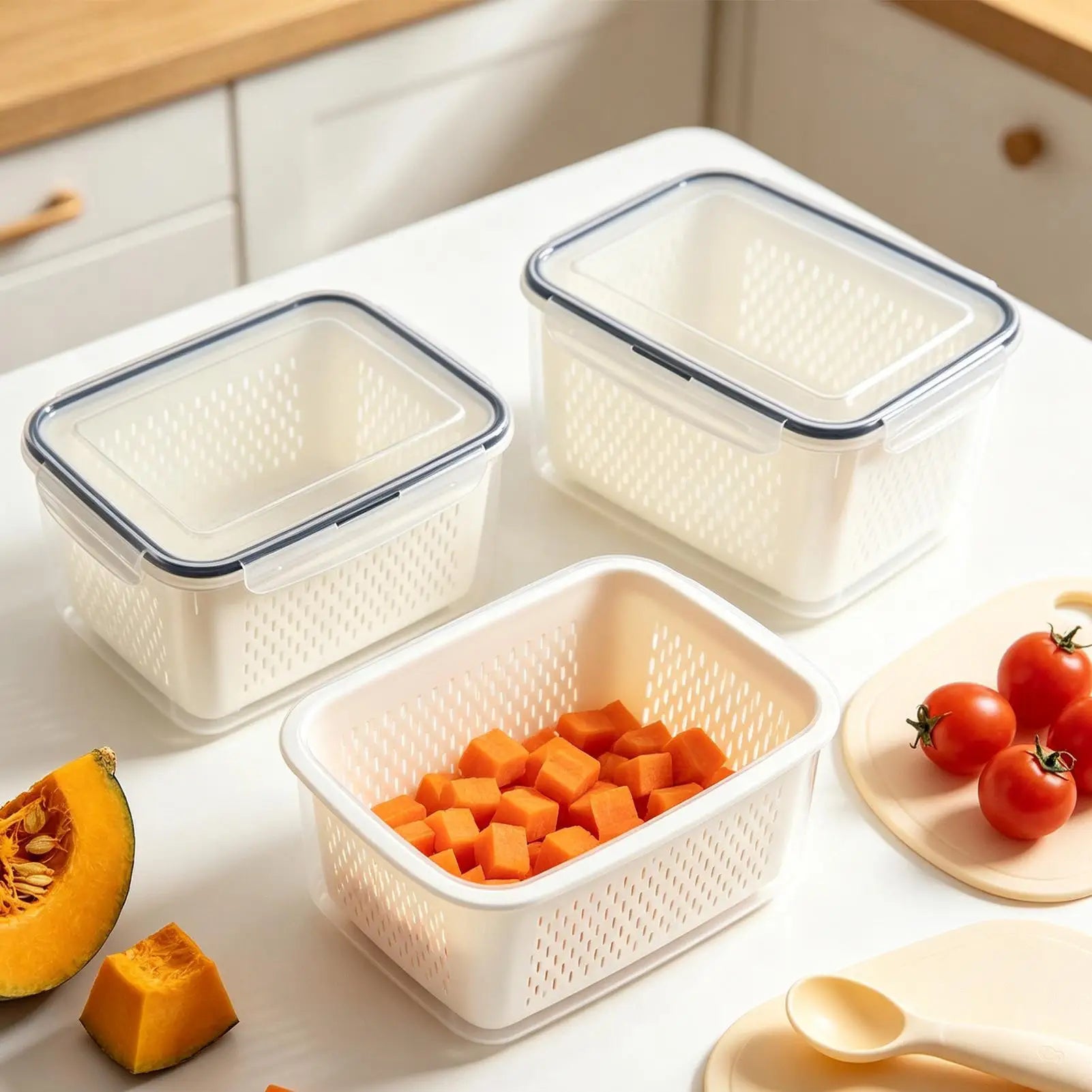 Fruit Storage Containers Dishwasher Safe Reusable Lids Refrigerator