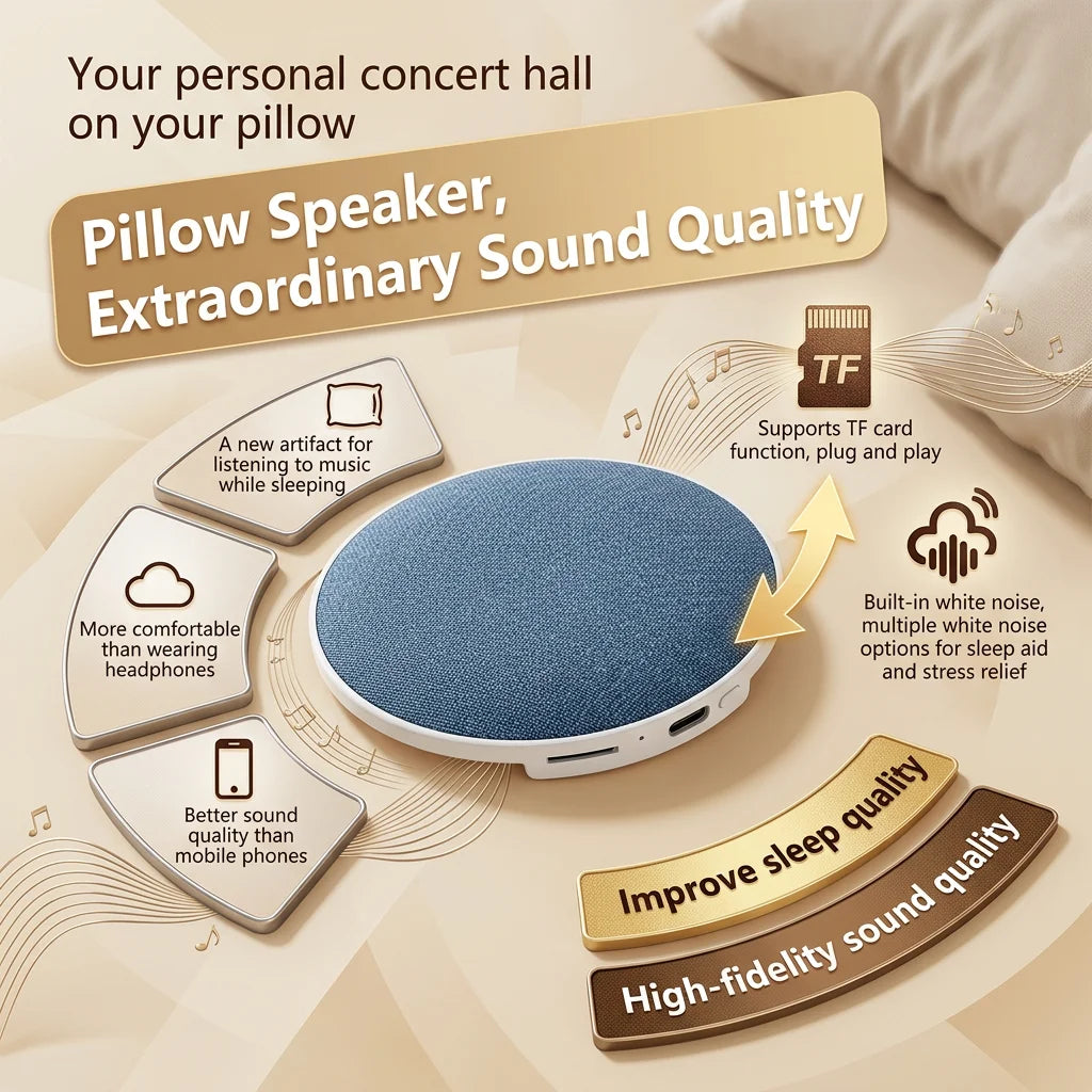 2026 Wireless Pillow Speaker Sleep Aid Surround Sound Bluetooth 5 4