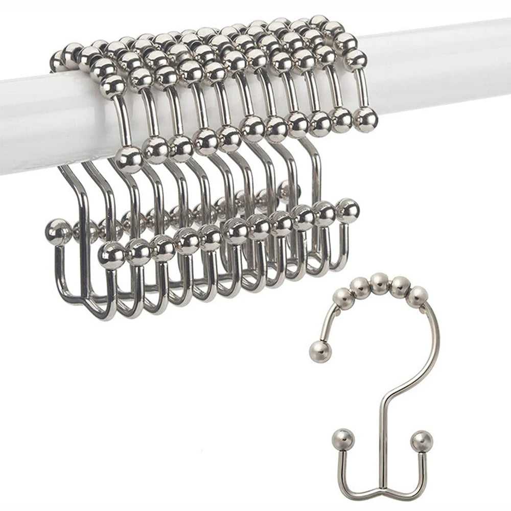 Shower Curtain Hooks Double Sided Bathroom Curtain Metal Hooks Rings for Bathroom Shower Rod Curtains Zpaxo