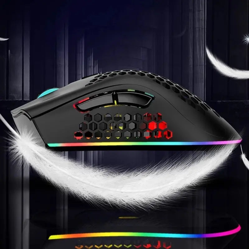 BM600 Rechargeable USB Wireless RGB Light Honeycomb Gaming Mouse Zpaxo
