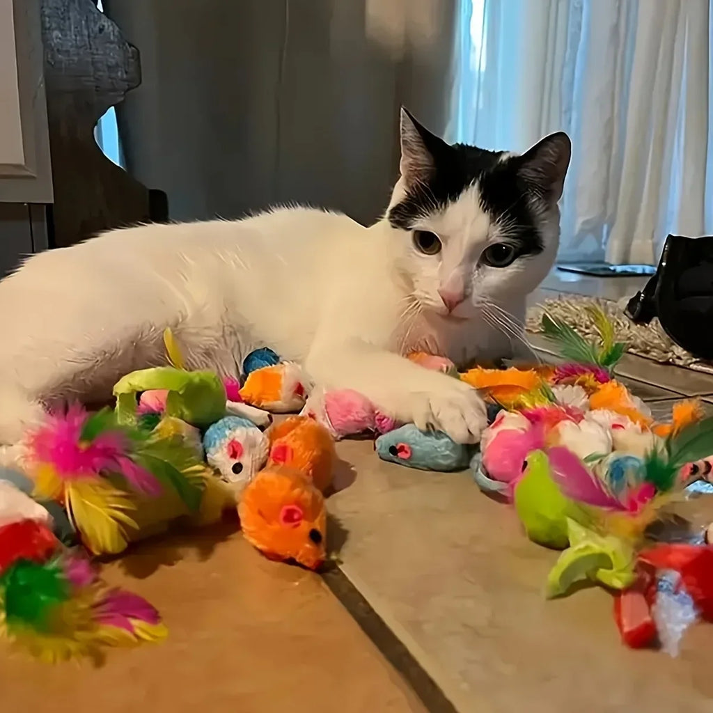 56/28/14PCS Pet Kitten Toys Variety Cat Toy Combination Set Cat Toy Funny Cat Stick Sisal Mouse Bell Ball Cat Supplies Zpaxo
