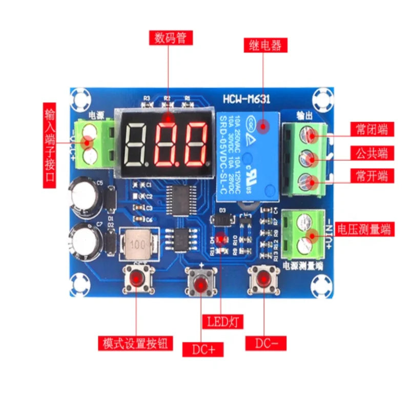 XH-M608 undervoltage and overvoltage protection, timed chargi battery charging and discharging module integrated with voltmeter Zpaxo Default Title