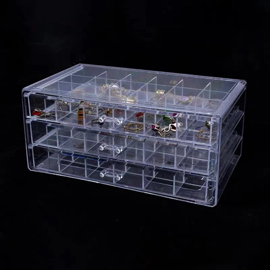 Large Capacity Jewelry Storage Display 72 Grid 3-Layer Organizer