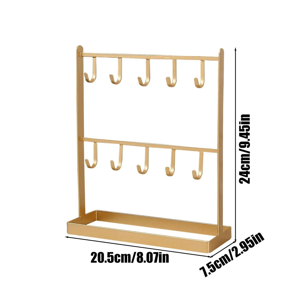 Key Ring Holder Metal Jewelry Organizer 10 Hooks Stand Entrance Front