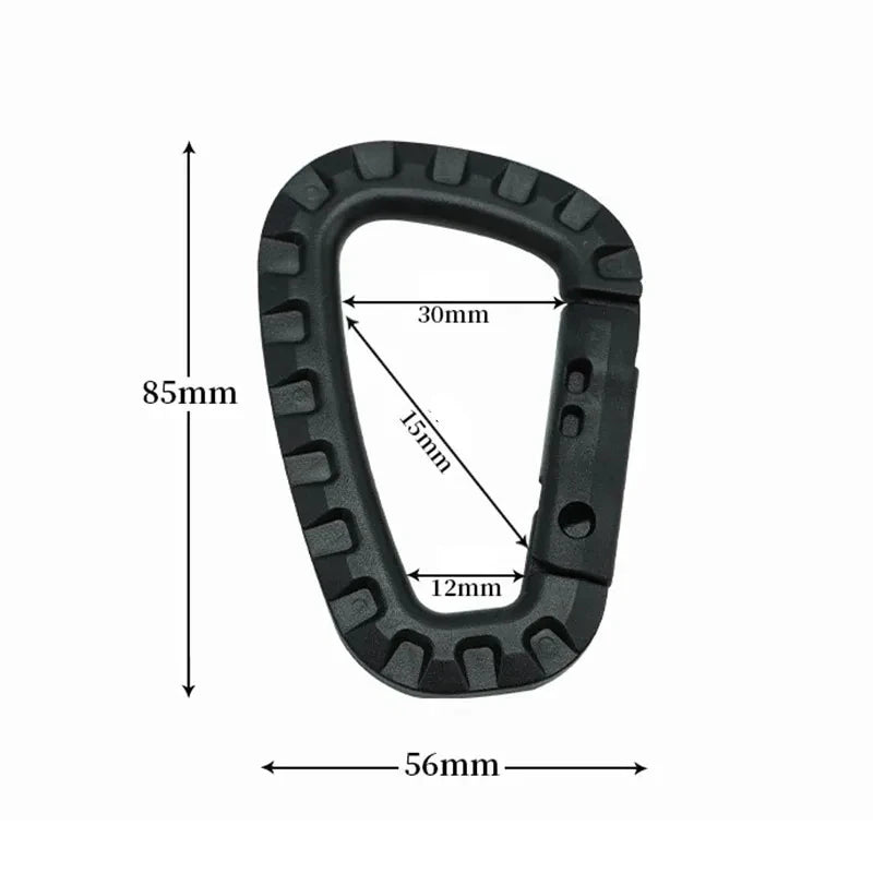 Tactical Carabiner Clip Set – D-Shape Spring Hook Keychain 5/10/15Pcs