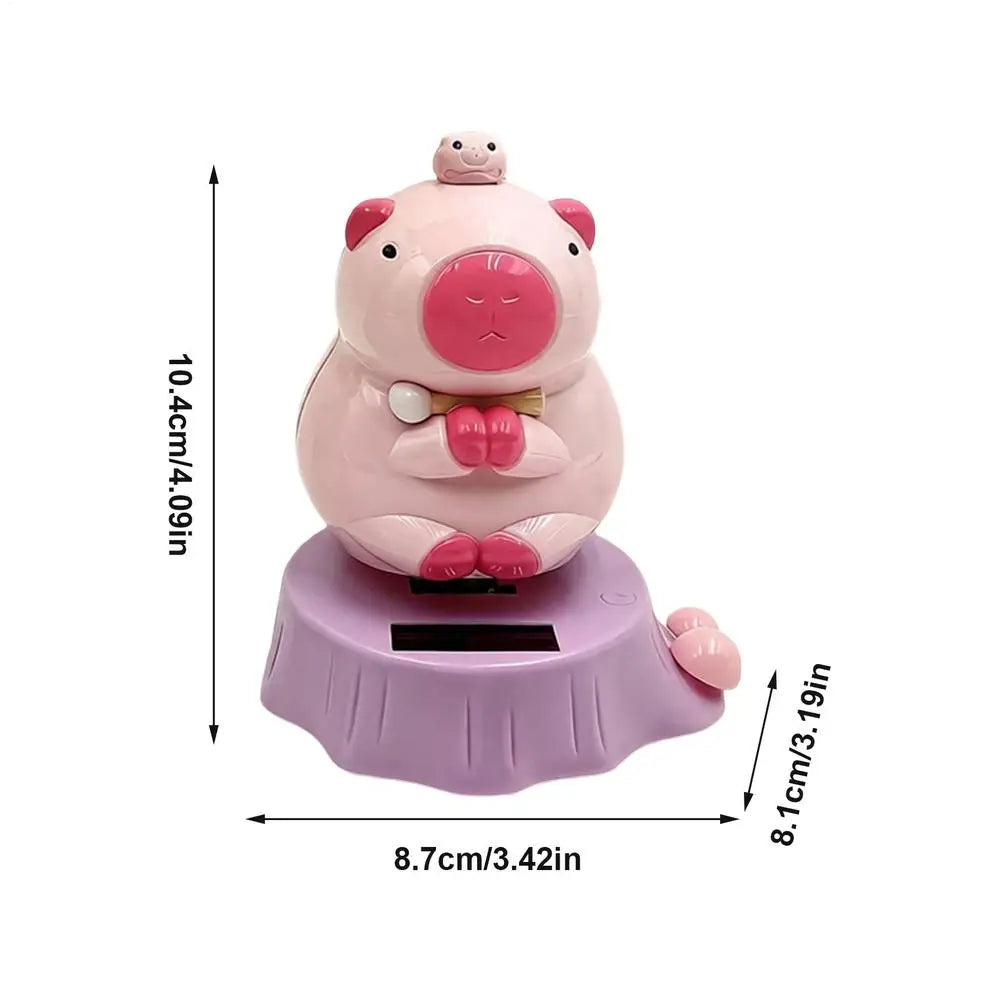 1PC Solar Powered Swinging Capybara Figurines Shaking Head Dashboard Dancing Figures Car Dashboard Decorative Ornaments ﻿ Zpaxo Yellow