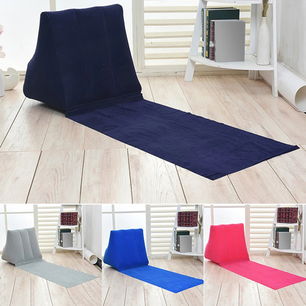 Inflatable Travel Mattress Foldable Soft Beach Mat Air Bed Chair Seat Camping Beaching Leisure Lounger Back Pillow Cushion Zpaxo
