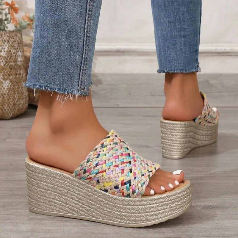 2025 Wedges Slippers Women Platform Sandals Woman Summer Round Head
