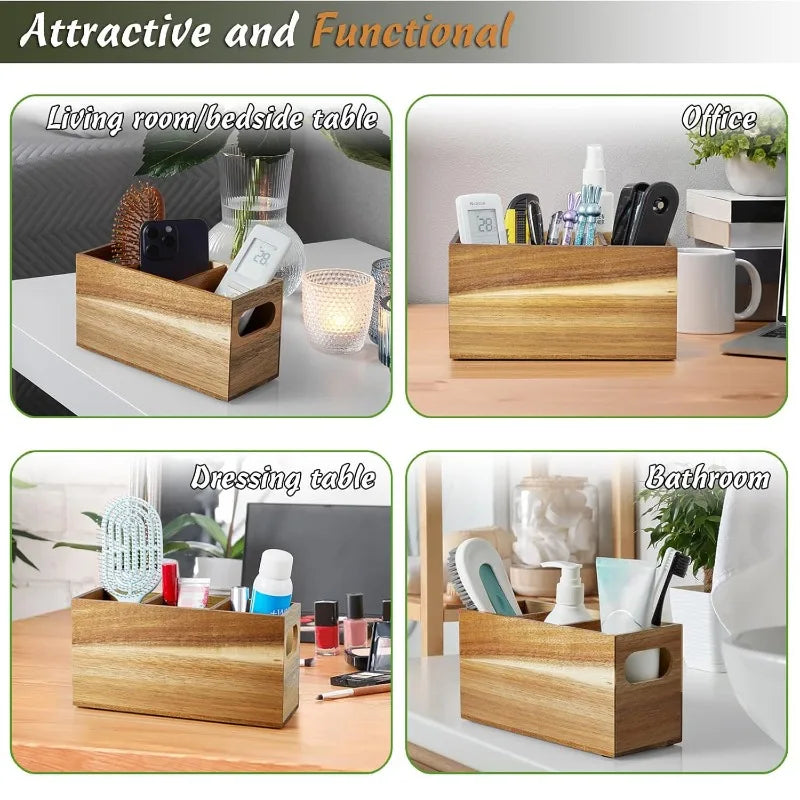 Wooden Desktop Compartment Storage Box – Kitchen & Desk Organizer Desktop Storage Organizer Zpaxo