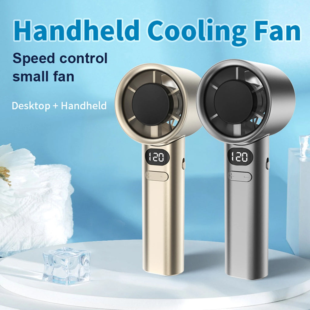 Handheld Fan High-Speed Portable Turbofan USB Rechargeable Electric Fan with Digital Display Support 120-Speeds Infinitely Fan Zpaxo