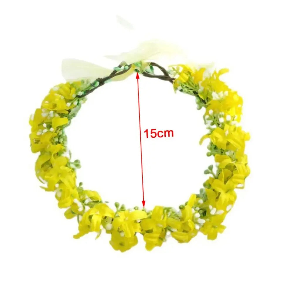 Pastoral Scenic Rapeseed Flower Wreath Flower Garland Bright Cloth Flower Bride Flower Crown Headbands Zpaxo