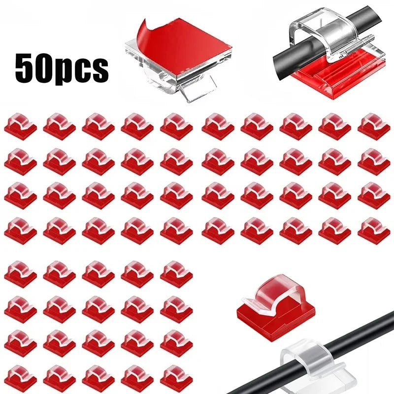 10 20 Self Adhesive Cable Clip Cord Management Wire Holder Desk Clamp