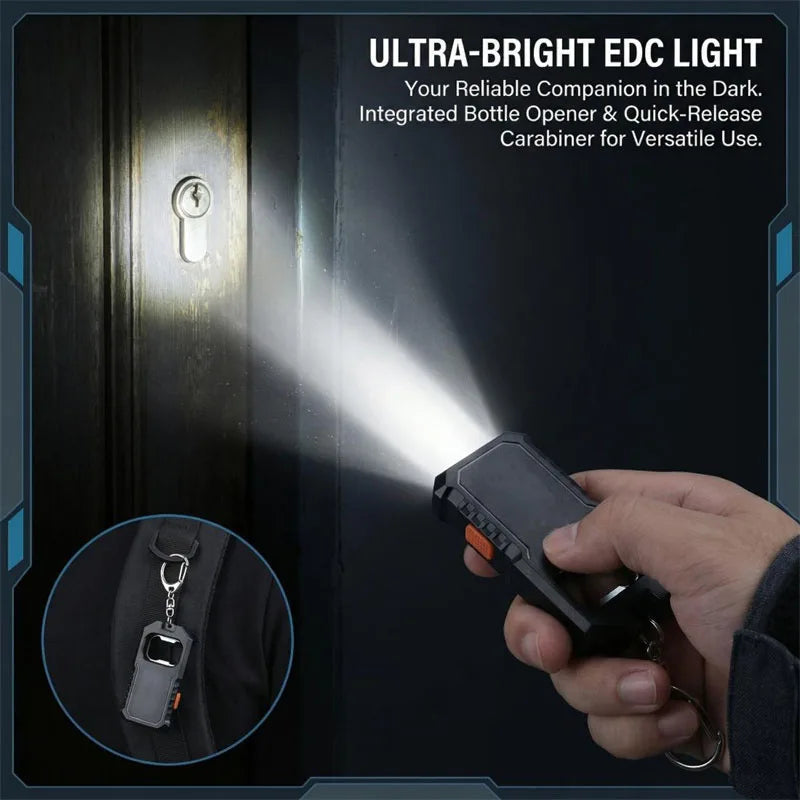 Mini Rechargeable LED Keychain Flashlight – 3 Modes & Bottle Opener Keychain Flashlight Zpaxo