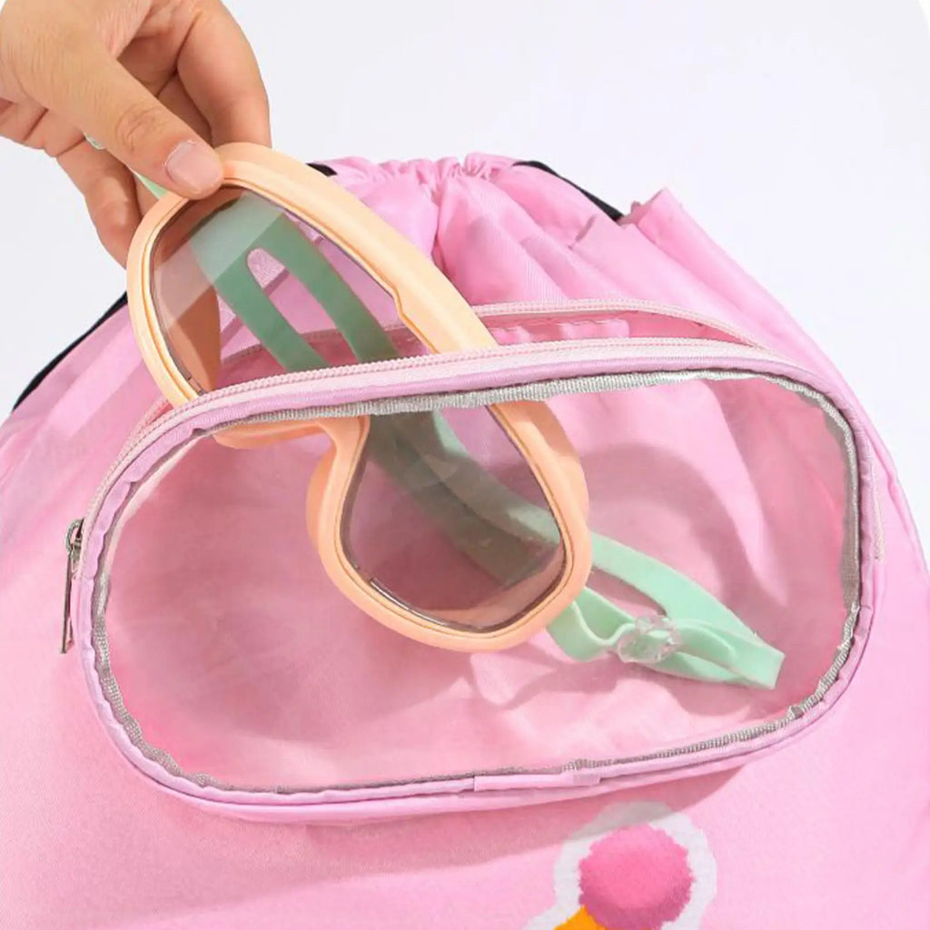 Kids Pool Bag Drawstring Backpack Beach Sandproof Daypack Outdoor Zpaxo
