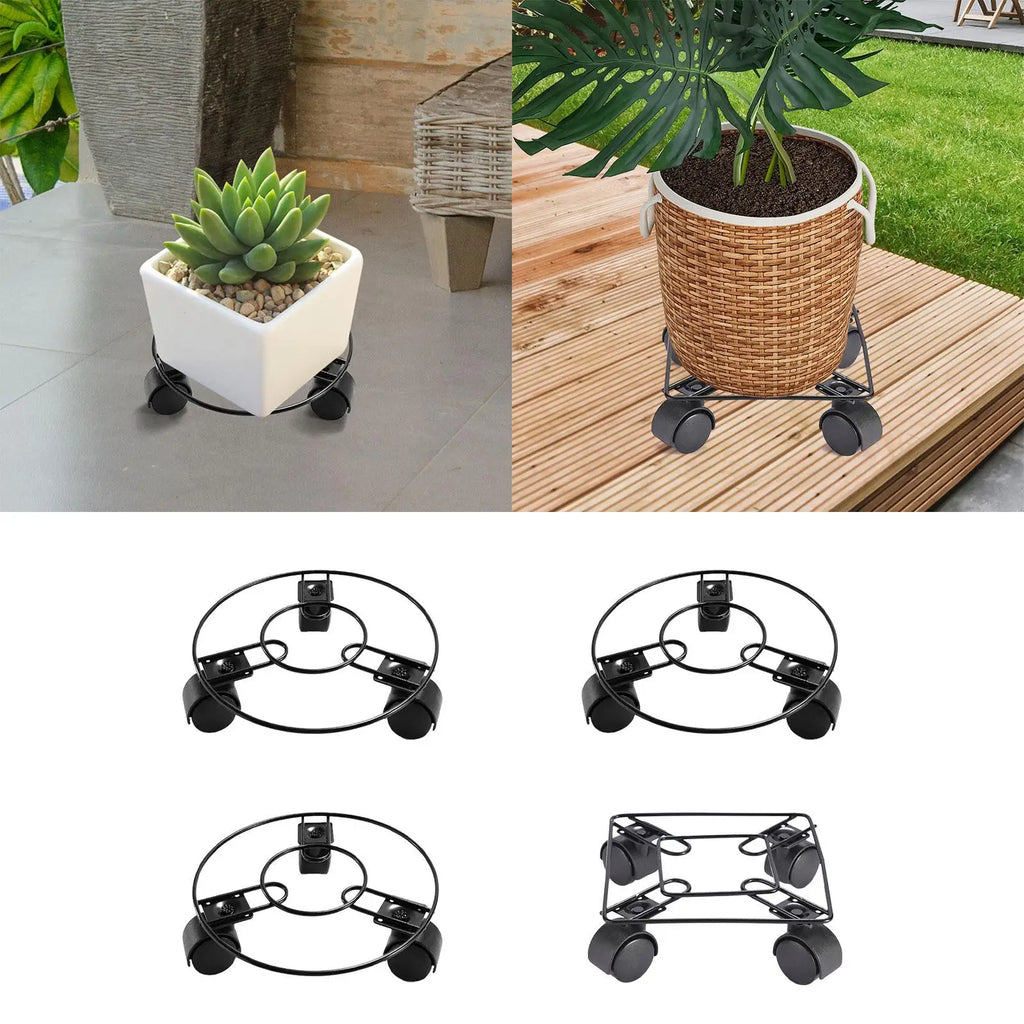 Plant Saucer Rolling Plant Stand with 3 Wheels Plant Tray Roller Accessory Pallet Trolley Multipurpose for Backyard Sturdy Zpaxo