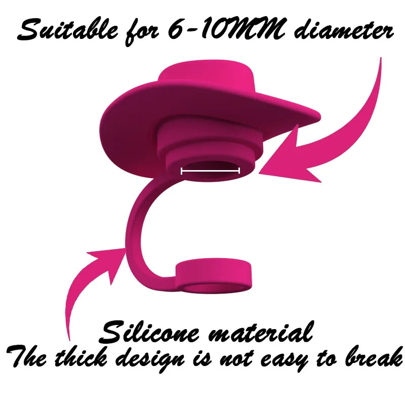 4-Pack Cowboy Hat Silicone Straw Caps for Stanley 40 oz Cup