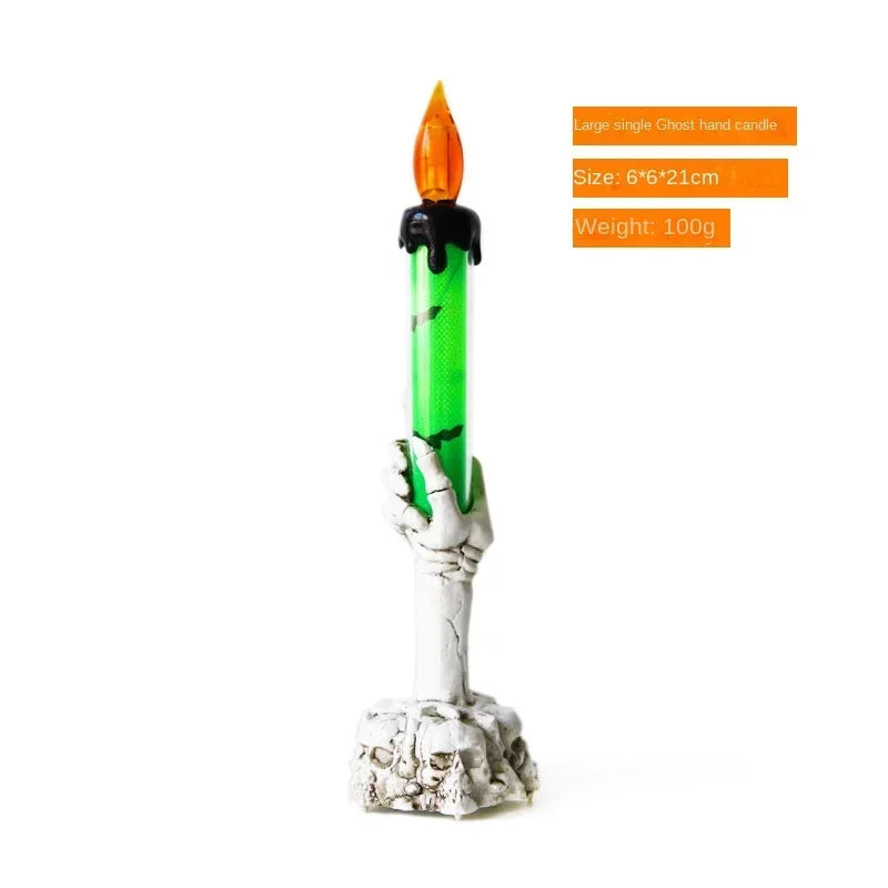 Spooky Halloween Ghost LED Candle Skull Handheld Light Eerie Purple Zpaxo Big-Green 10PCS