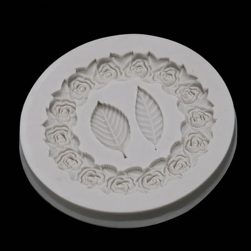 Retro Rosette Leaves Silicone Mold Cake Diy Chocolate Picture Frame