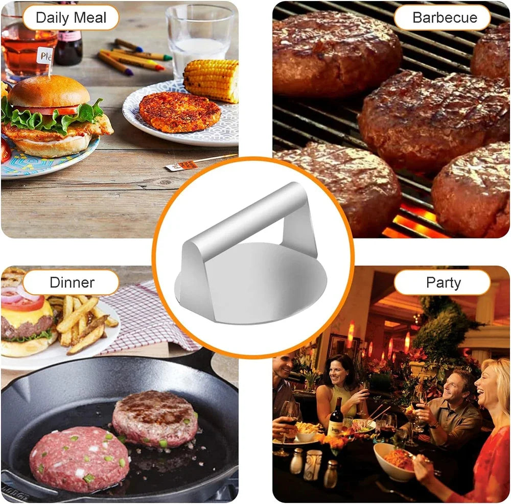 Stainless Steel Smash Burger Press Hamburger Patties Meat Masher Circular Meat Press Mold for Deli Meats Kitchen Accessories Zpaxo