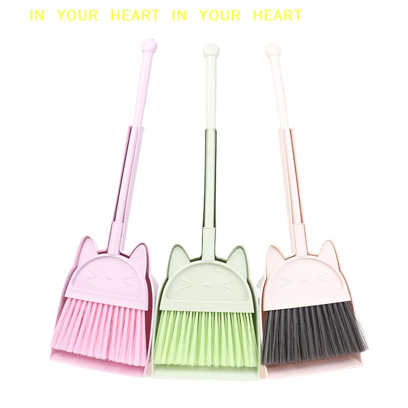 【X】1 Set Cartoon Flexible Bristles Kids Pretend Play Toddlers Indoor Outdoor Floor Sweeping Tool Kit Mini Children Broom Dustpan Zpaxo