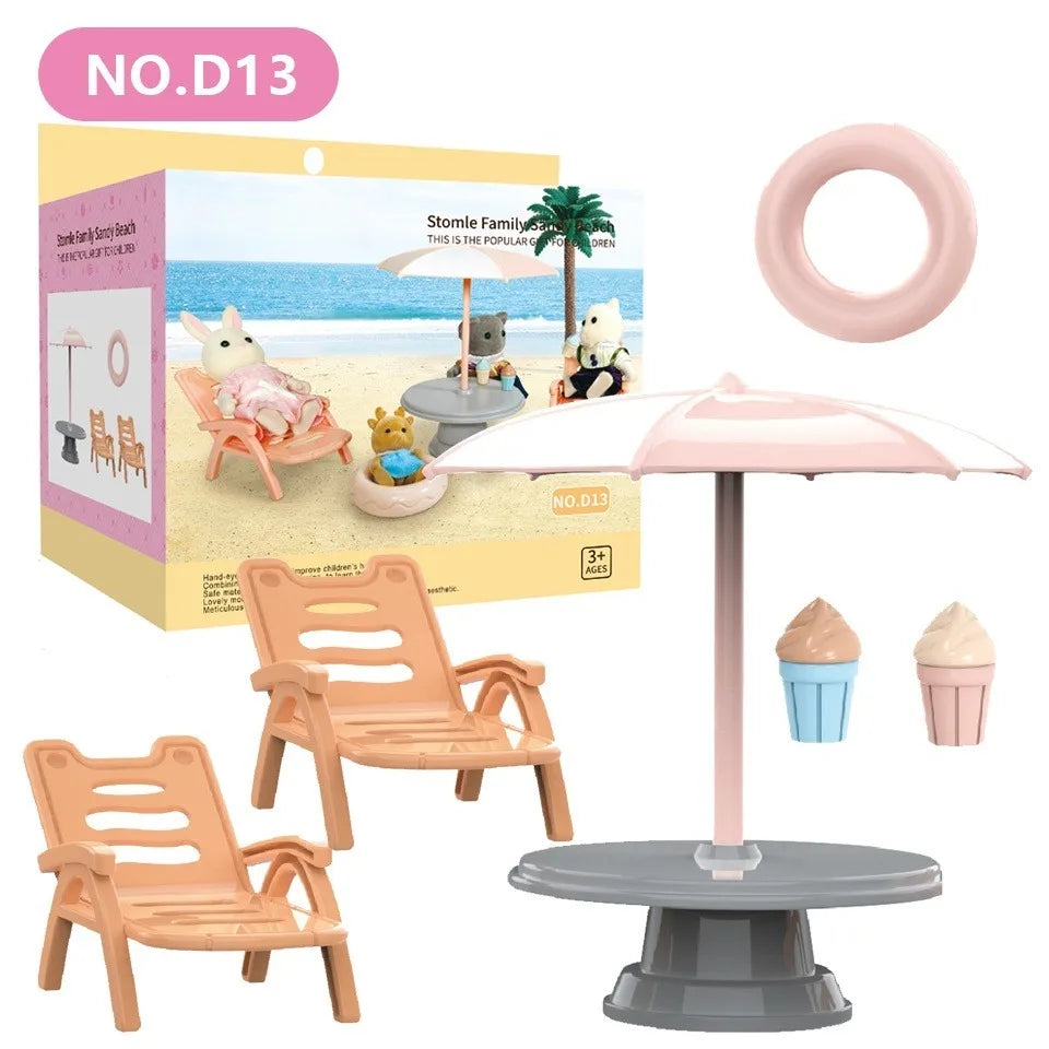 Dollhouse Furniture Doll House Bathroom Kitchen Fridge Washing Zpaxo Beach chairs