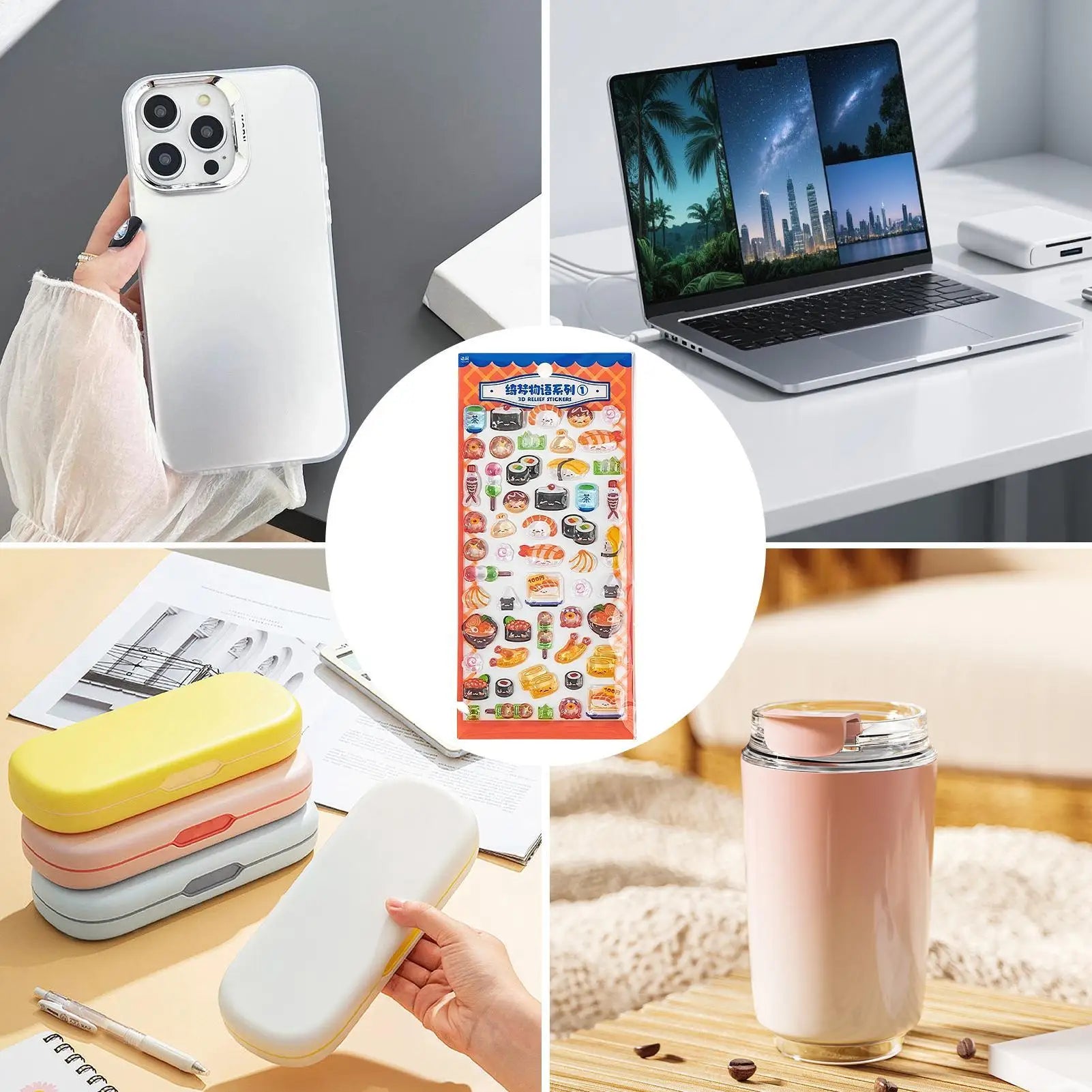 3D Stickers for Kids Foods Theme Sushi Decals 3D Puff Sticker for Laptops Phone Case Party Birthday Classroom Reward Prizes Zpaxo