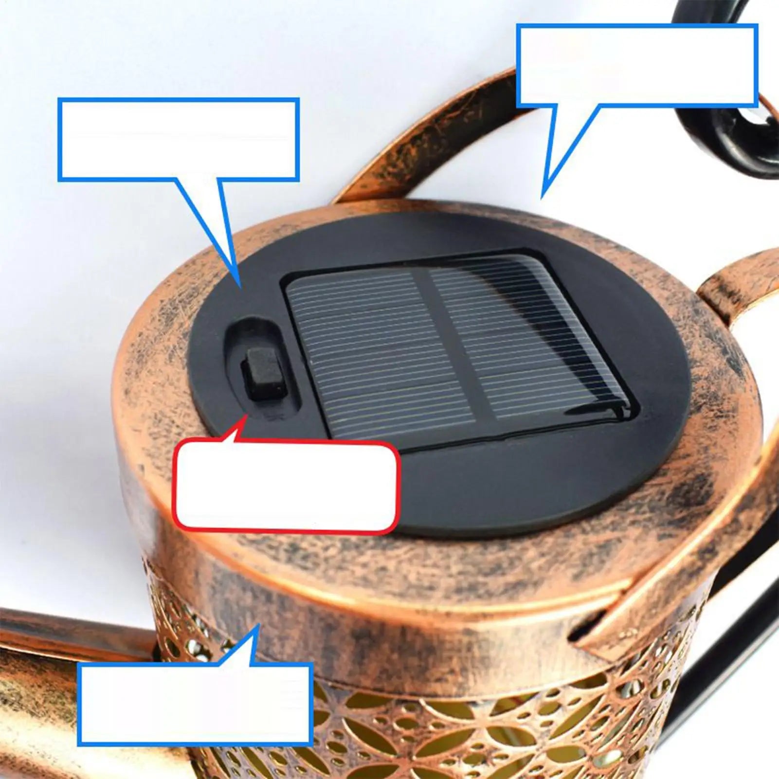 Solar Watering Can Lights Retro Iron Kettle Shape Home Decor Chime